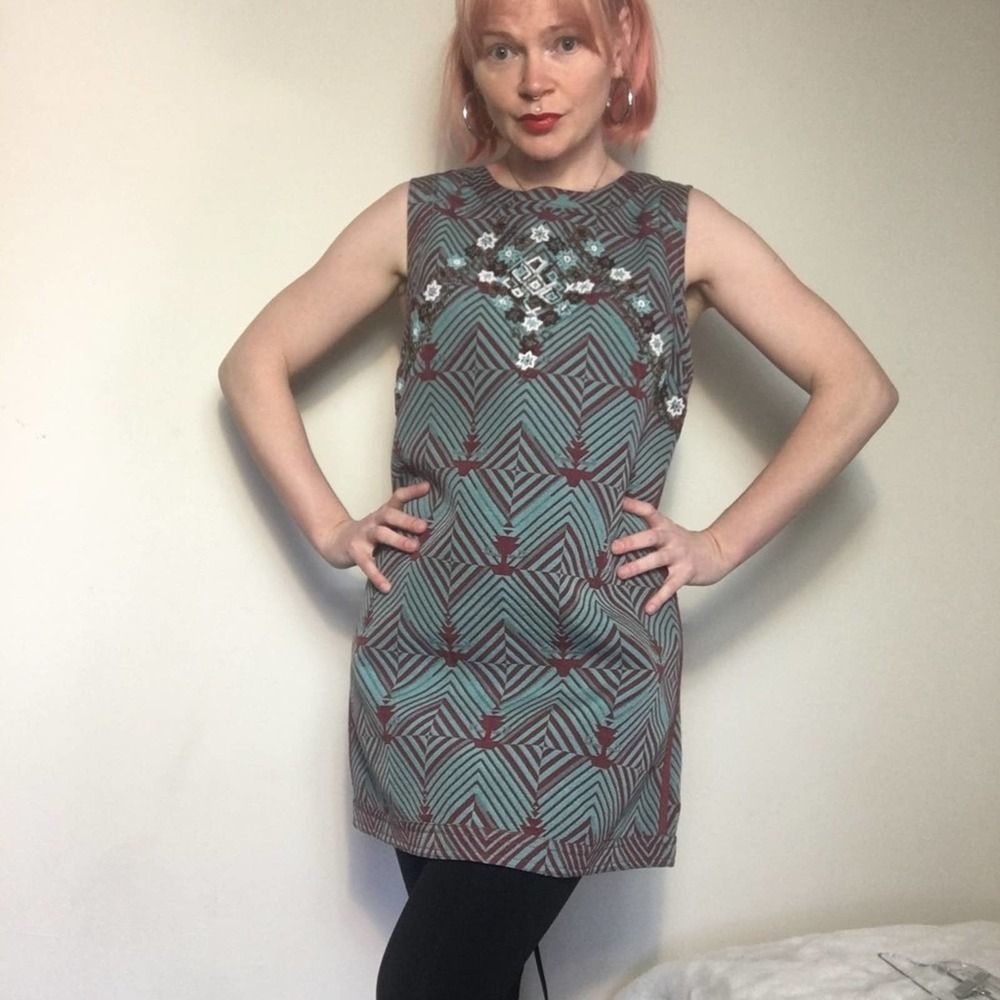 New Romantics Beaded 70s Style shift mini Dress M